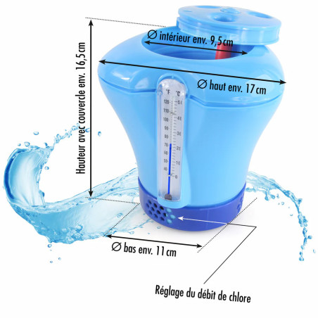 DISTRIBUTEUR DE CHLORE ET THERMOMETRE 2 EN 1 KOKIDO