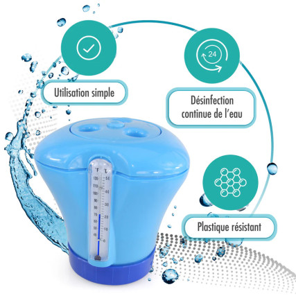 DISTRIBUTEUR DE CHLORE ET THERMOMETRE 2 EN 1 KOKIDO