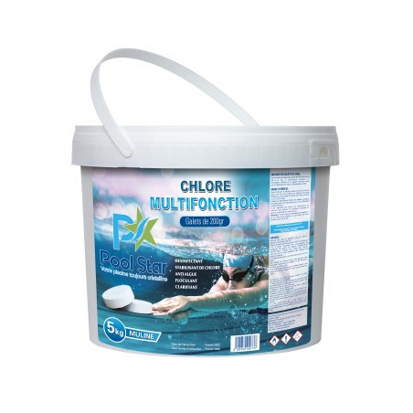 PROMOTION CHLORE MULTIFONCTIONS 200GR POOLSTAR MULINE 5KG