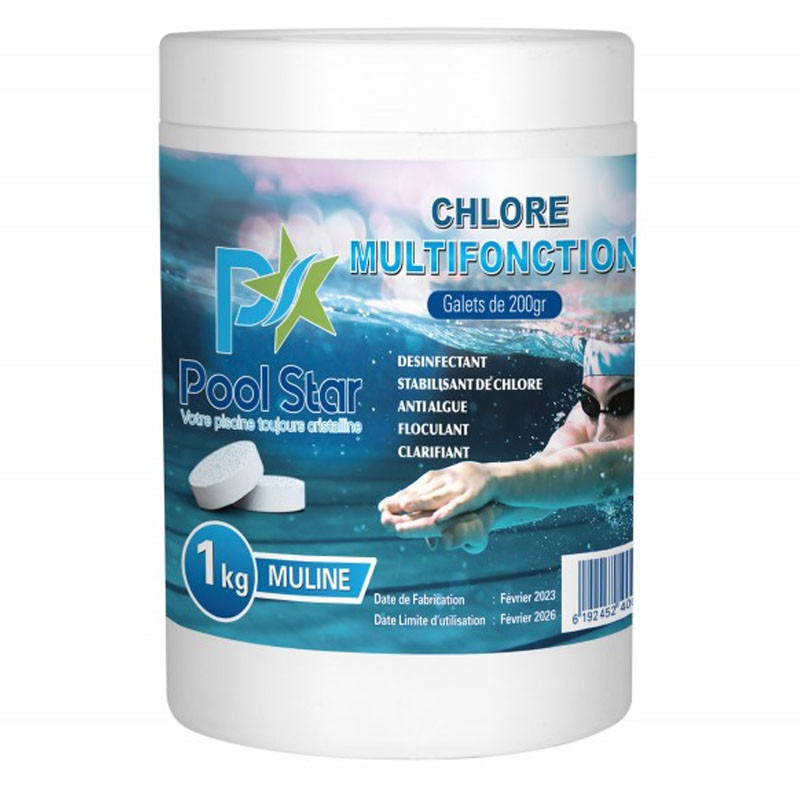 PROMOTION CHLORE MULTI ACTIONS GALET 200GR 1KG POOLSTAR