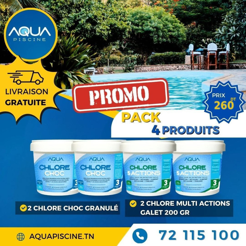 Pack 4 Seaux Chlore livraison gratuite